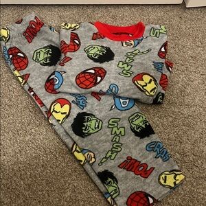 Marvel Kids Pajama Set - Gray with Red, Green, Yellow Accents, Like New